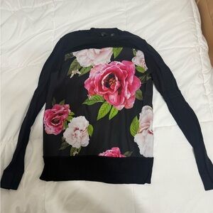 Ted Baker Black Sweater with Pink Floral Panel